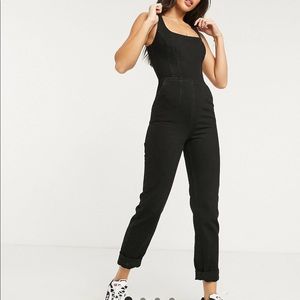 ASOS design denim square neck fitted jumpsuit